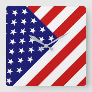 Horloge Carrée USA Flag wccn