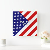 Horloge Carrée USA Flag wccn (Maison)