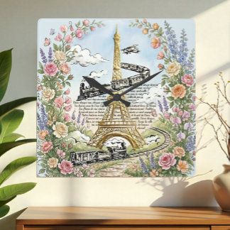 Horloge Carrée Vacances à Paris Horloge, Tour Eiffel, Art Françai