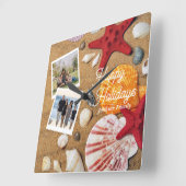 Horloge Carrée Vacances estivales côtières maritimes tropicales (Angle)