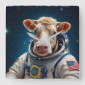 Horloge Carrée Vache douce dans un Spacesuit (Recto)