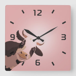 Horloge Carrée Vache drôle