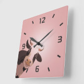 Horloge Carrée Vache drôle (Angle)
