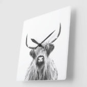 Horloge Carrée Vache noire et blanche (Angle)