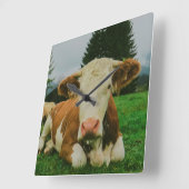 Horloge Carrée Vaches (Angle)