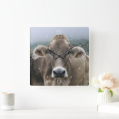 Horloge Carrée Vaches alpines (Maison)