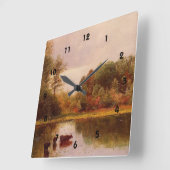 Horloge Carrée Vaches dans un paysage d'eau, Albert Bierstadt (Angle)