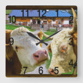 Horloge Carrée Vaches trop drôles d'amour (Recto)