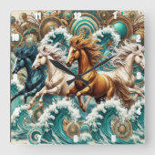 Horloge Carrée Vagues à chevaux galopants (Recto)