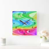 Horloge Carrée Vagues arc-en-ciel (Maison)