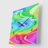 Horloge Carrée Vagues arc-en-ciel (Angle)