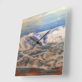 Horloge Carrée vagues Art peint à la main original (Angle)