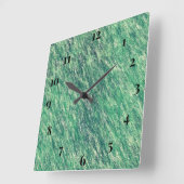 Horloge Carrée Vagues De Vert (Angle)