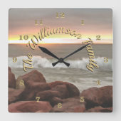 Horloge Carrée Vagues et boulders 0893 (Recto)