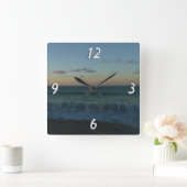 Horloge Carrée Vagues s'écrasant au paysage de Sunset Beach (Maison)
