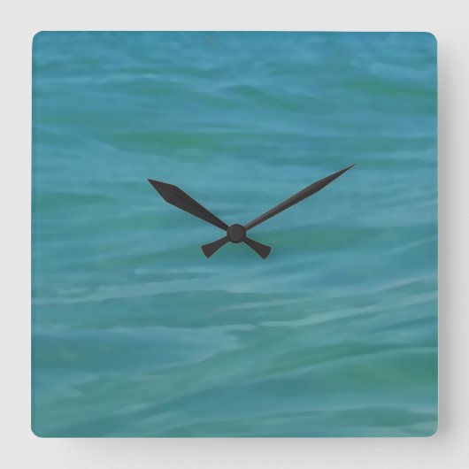 Horloge Carrée Vagues tropicales d'aigue-marine de vert bleu de (Recto)