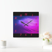 Horloge Carrée Vagues violettes (Maison)
