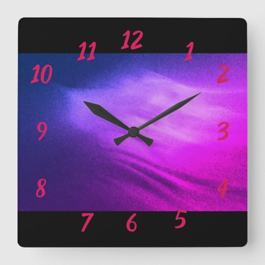 Horloge Carrée Vagues violettes (Recto)