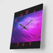 Horloge Carrée Vagues violettes (Angle)