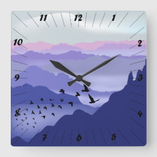 Horloge Carrée Vallée rocheuse de montagne au coucher de soleil p