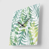 Horloge Carrée Valse Frond - Feuilles Frond Palm (Angle)