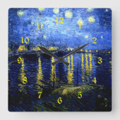 Horloge Carrée Van Gogh, Starry Night over Rhone, (Recto)