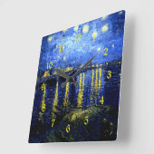 Horloge Carrée Van Gogh, Starry Night over Rhone, (Angle)