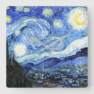 Horloge Carrée Van Gogh Starry Nuit Impressionnisme Art Wall Cloc