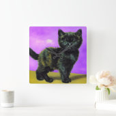 Horloge Carrée Van Gogh Style Cat (Maison)