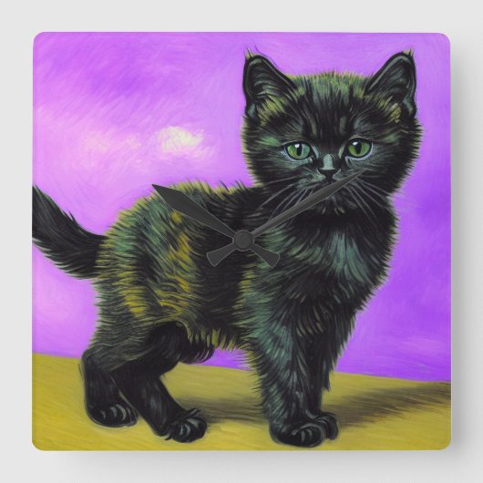 Horloge Carrée Van Gogh Style Cat (Recto)