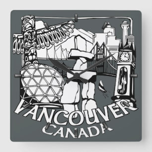 Horloge Carrée Vancouver Clock Gifts Decor First Nations Clock
