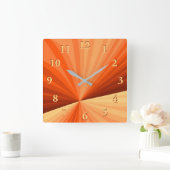 Horloge Carrée Vanille rouge orange Abstraite moderne Fractale gr (Maison)
