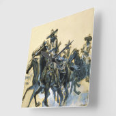 Horloge Carrée "Vaqueros" Art occidental de Charles M Russell (Angle)