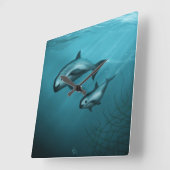 Horloge Carrée Vaquita Porpoises (Angle)