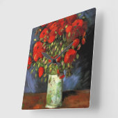 Horloge Carrée Vase avec des pavots rouges par Vincent Van Gogh (Angle)