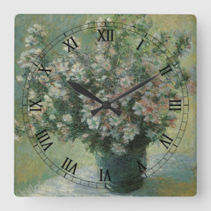 Horloge Carrée Vase de fleurs par Claude Monet