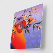 Horloge Carrée Vase rouge de Flowers (Angle)