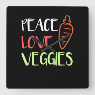 Horloge Carrée Vegan - Peace Love Légumes