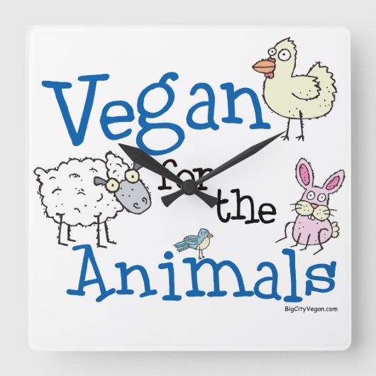 Horloge Carrée Vegan pour les animaux (Recto)