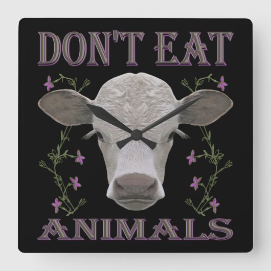 Horloge Carrée Vegan - Tiere wollen leben - WU07 (Recto)