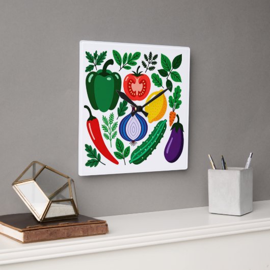 Horloge Carrée Vegetable pattern (Bureau)