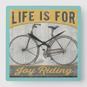 Horloge Carrée Vélo vintage avec la citation