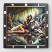 Horloge Carrée Vent d'origine : Willow Feuille Dance Art (Recto)