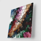 Horloge Carrée Vent foncé centré sur le cube (Angle)