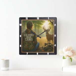 Horloge Carrée Véritables Femmes Camo Forêt de Chasse