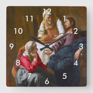 Horloge Carrée Vermeer - Christ dans la Maison de Martha et Marie