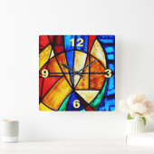 Horloge Carrée Verre Abstrait 2 (Maison)