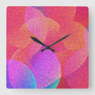 Horloge Carrée Verre Coloré