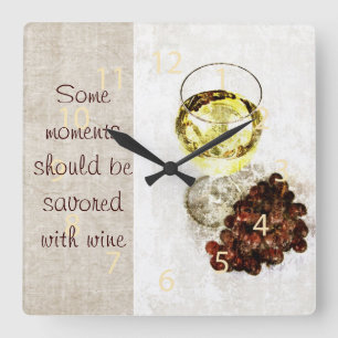 Horloge Carrée verre de vin blanc rustique avec l'horloge de