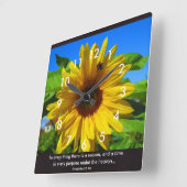 Horloge Carrée Verse tournesol (Angle)